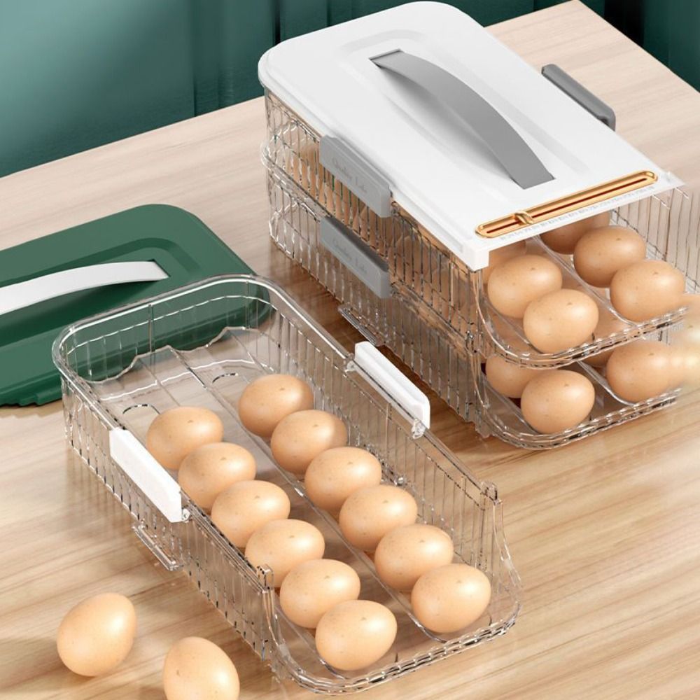 30 Grid Egg Holder Rotating 3 Tiers Fridge Eggs Organizer Space-saving  Kitchen Egg Storage Box