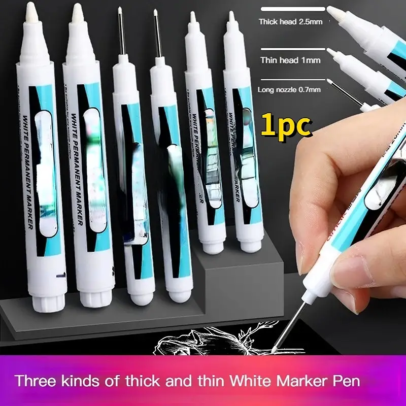 1pc Acrylic White Permanent Paint Pen White Marker Pen Oily Thin