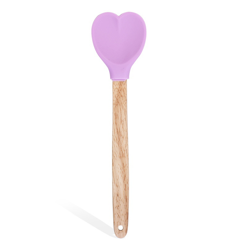 Heart-shaped Silicone Spatula - Durable Wooden Handle Kitchen Spoon For  Easy Cooking And Baking - Temu