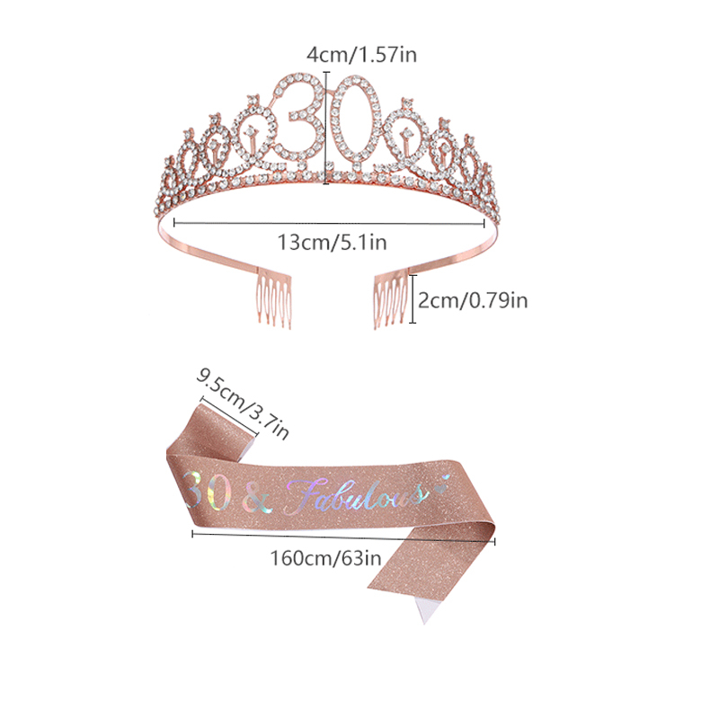 Corona Compleanno Set, Compleanno Ragazza Corona, Corona Cristallo Cintura,  Coroncina Compleanno, Adatto Per Feste Di Compleanno, Addii Al Celibato