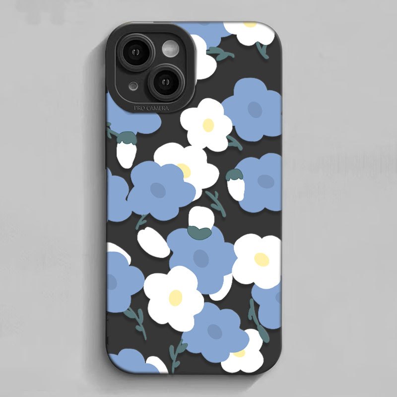 Light Blue Background & Flowers Graphic Anti-fall Silicon Phone Case For  Iphone 14, 13, 12, 11 Pro Max, Xs Max, X, Xr, 8, 7, 6, 6s, Mini, 2022 Se,  Plus, Gift For