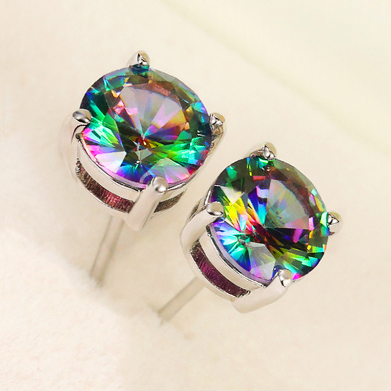 2pcs Fashionable Synthetic Cubic Zirconia Stud Earrings, Stainless Steel  Copper Ear Needle, Unisex Stylish Ear Plugs for