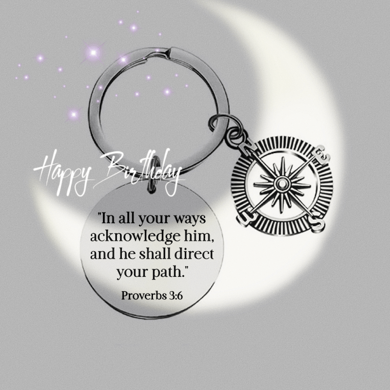 bible inspirational stainless steel keychain compass pendant keychain for men 3