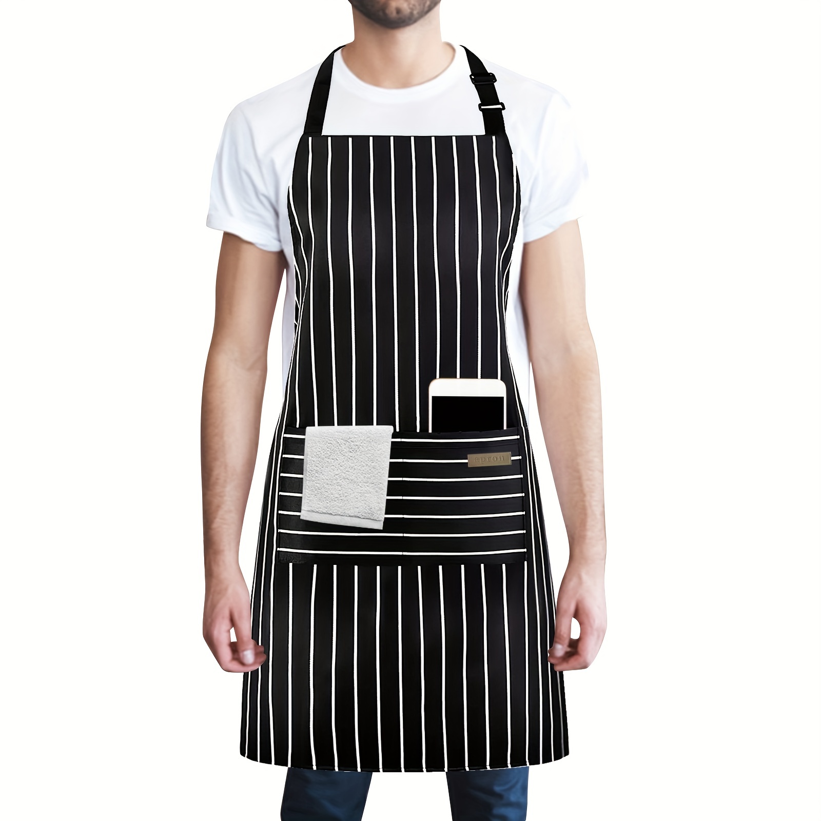 Delantal negro personalizado de Chef con un bolsillo