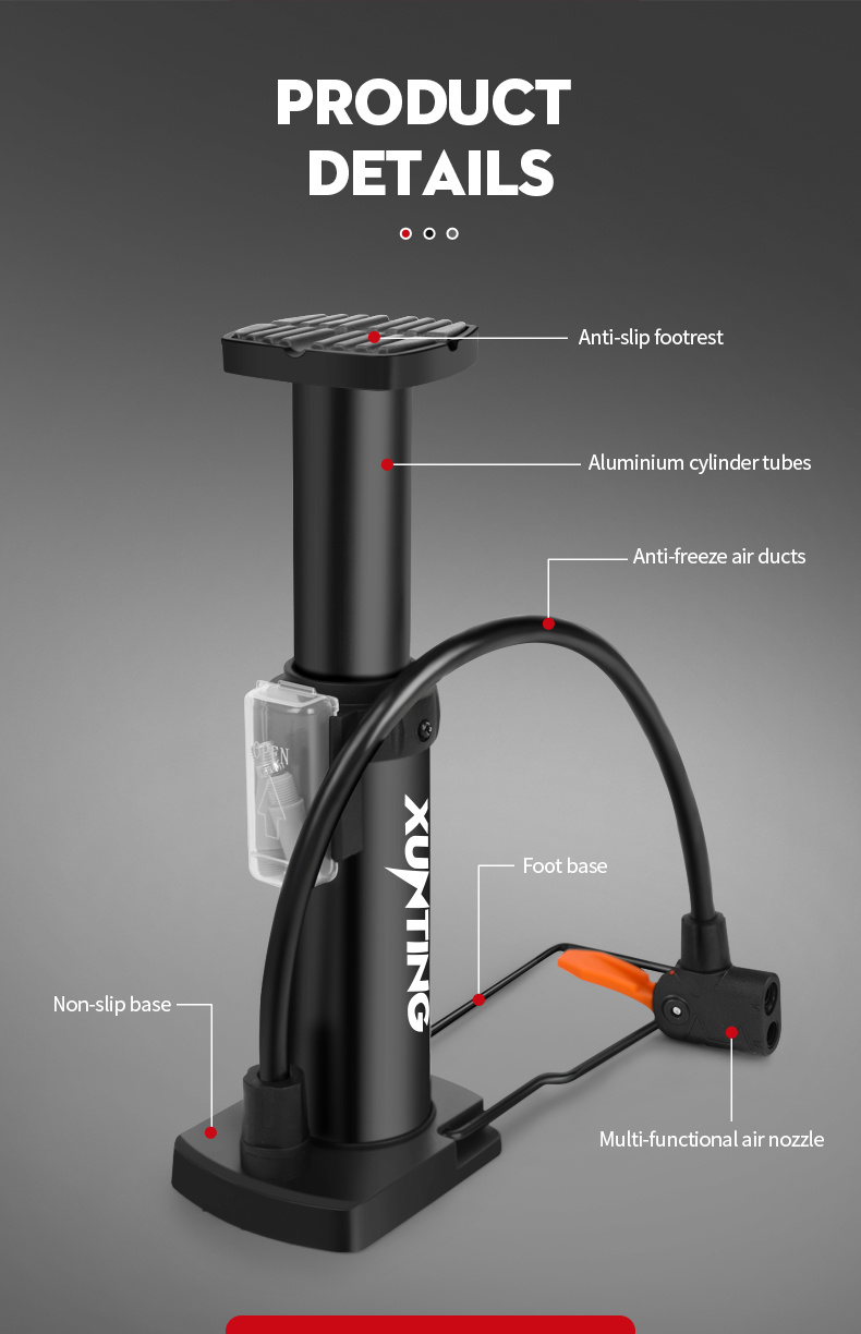 ultra light bike pump with pressure gauge inflates mtb and road bikes schrader and presta compatible max 140 psi compact and portable cycling inflator details 7
