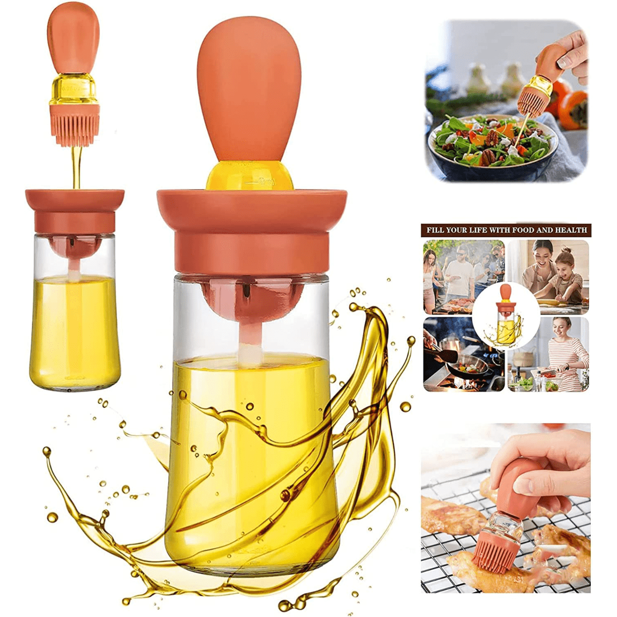 Oil Bottle Glass Olive Oil Dispenser Bottle For Kitchen With Brush Brush  Squeeze Oil 1 Silicone Dropper Measuring Oil Dispenser For Cooking Fry  Baking Bbq Gift For Mom Kitchen Accessaries - Temu