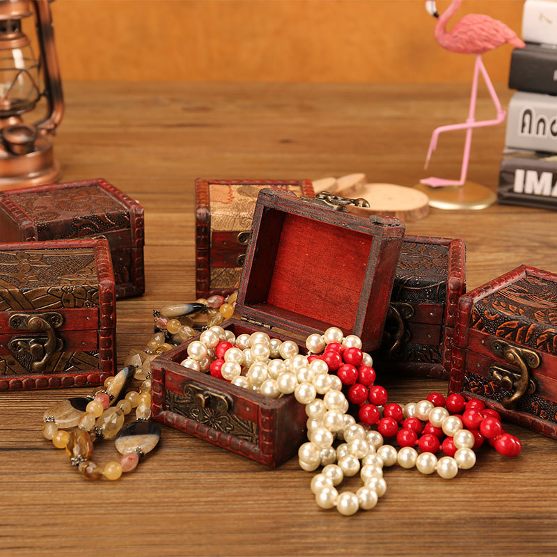 1pc Caja de joyería Cajas de joyería de madera rústica para - Temu