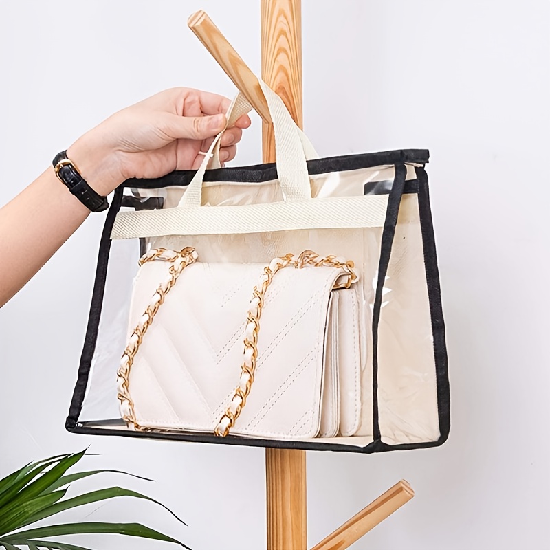 Yirtree Handbag Storage, Handbag Organizer Dust Cover Bag Transparent  Anti-dust Purse Storage Bag for Hanging Closet with Zipper and Handle