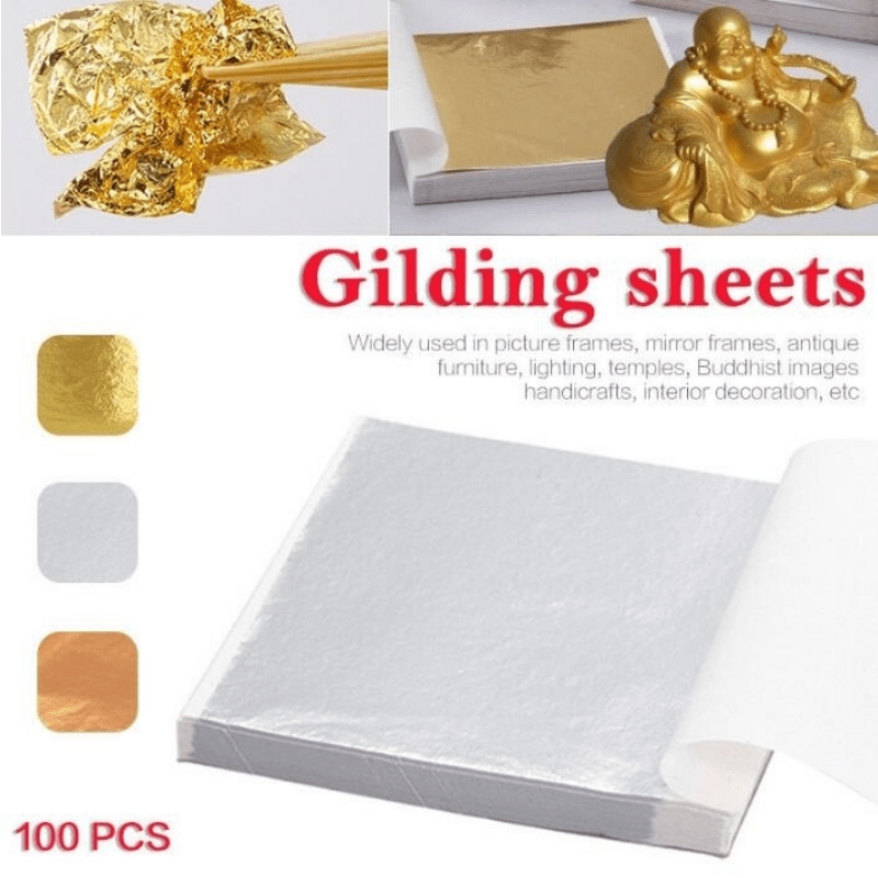 100pcs Sequins Gold Leaf Sheets Imitation Silver Copper Foil Paper For DIY  Nail Art Wedding Decoration Craft Paper Gilding Sheet - AliExpress