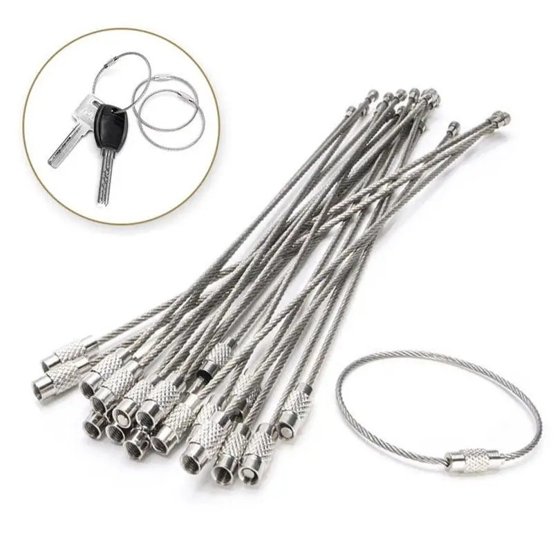Stainless Steel Wire Keychain Ring Key Keyring Circle Rope - Temu