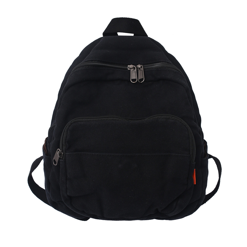 Plain black canvas online backpack