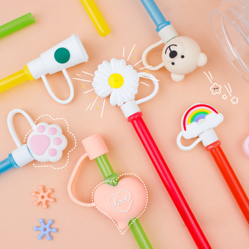 Cute Cartoon Straw Tips Cover - Reusable Straw Plugs For Drinking - Keep  Your Straws Clean And Hygienic - Temu