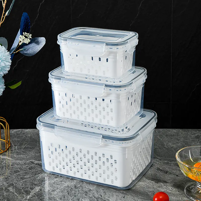 Kitchen Fridge Drain Basket Vegetable Fruit Food Storage Box - Temu