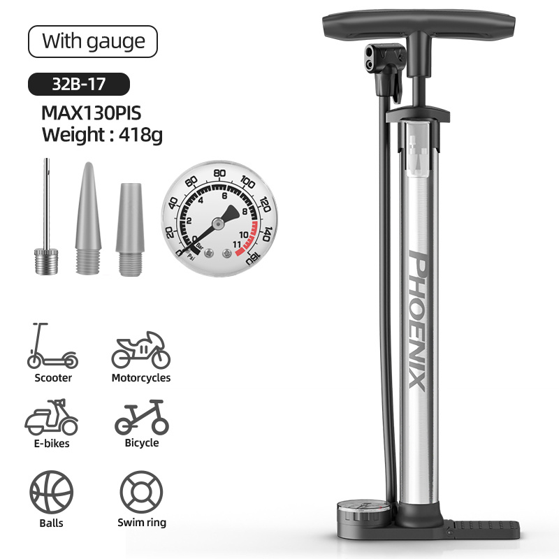 

Bike Air Pump, Portable High Pressure Max 130psi Tire Inflator, Stainless Steel Ball Mountain Bicycle Pump Accessories