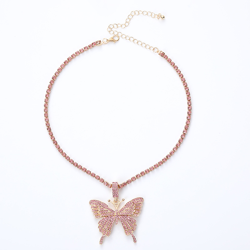 Luxury Exaggerated Big Butterfly Pendant Necklace Punk Style Hip