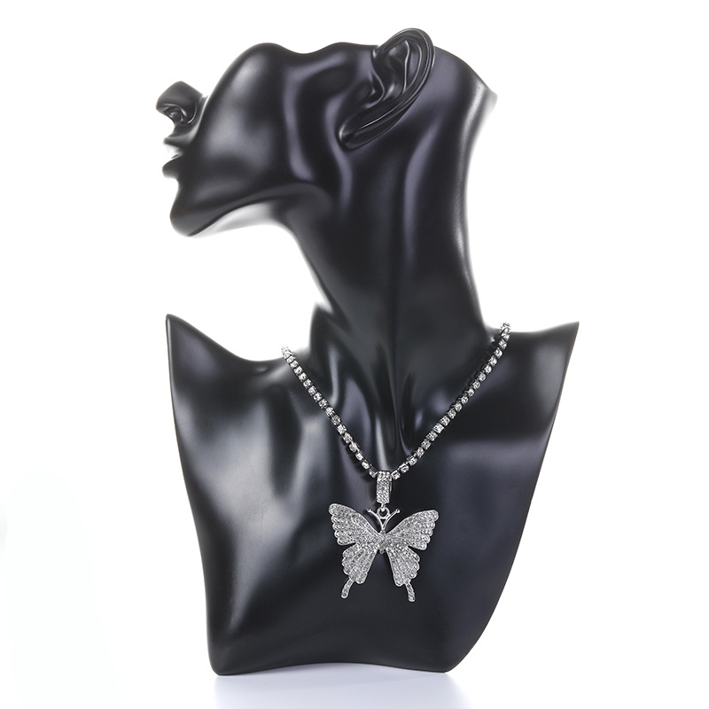 Luxury Exaggerated Big Butterfly Pendant Necklace Punk Style Hip