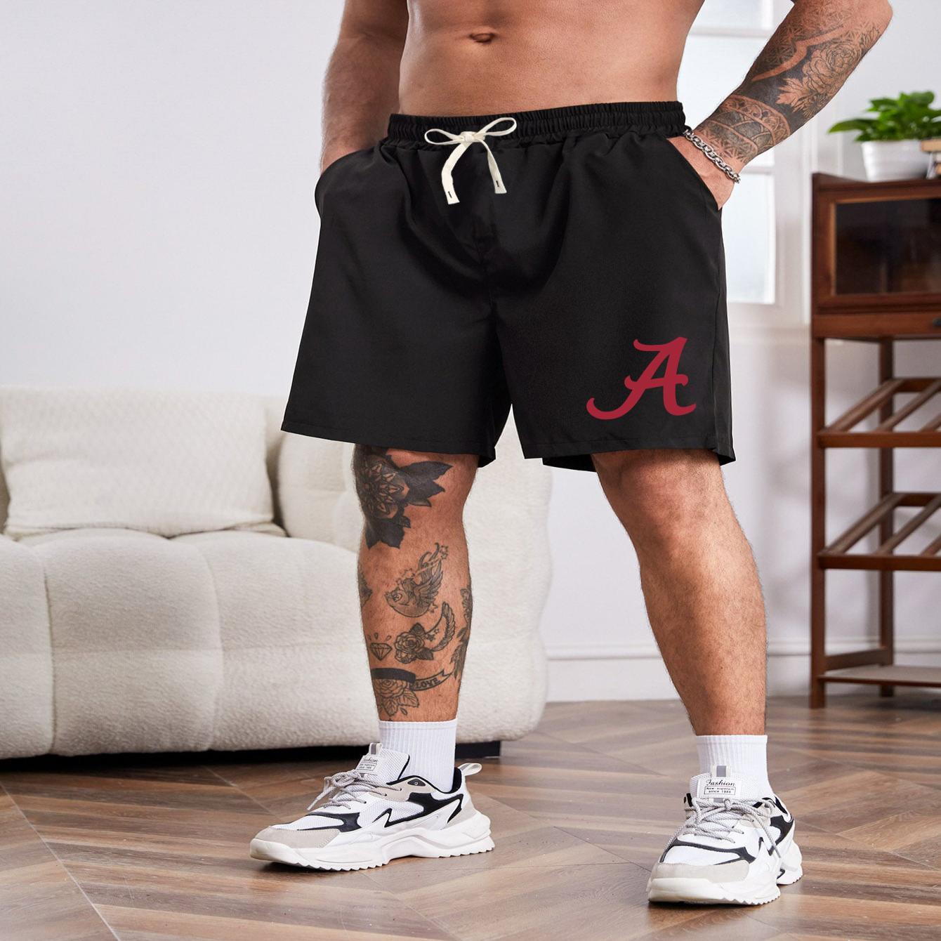 Letter A Comfy Shorts, Men's Casual Solid Color Slightly Stretch Elastic  Waist Drawstring Shorts For Summer Basketball Beach Resort - Temu Bahrain