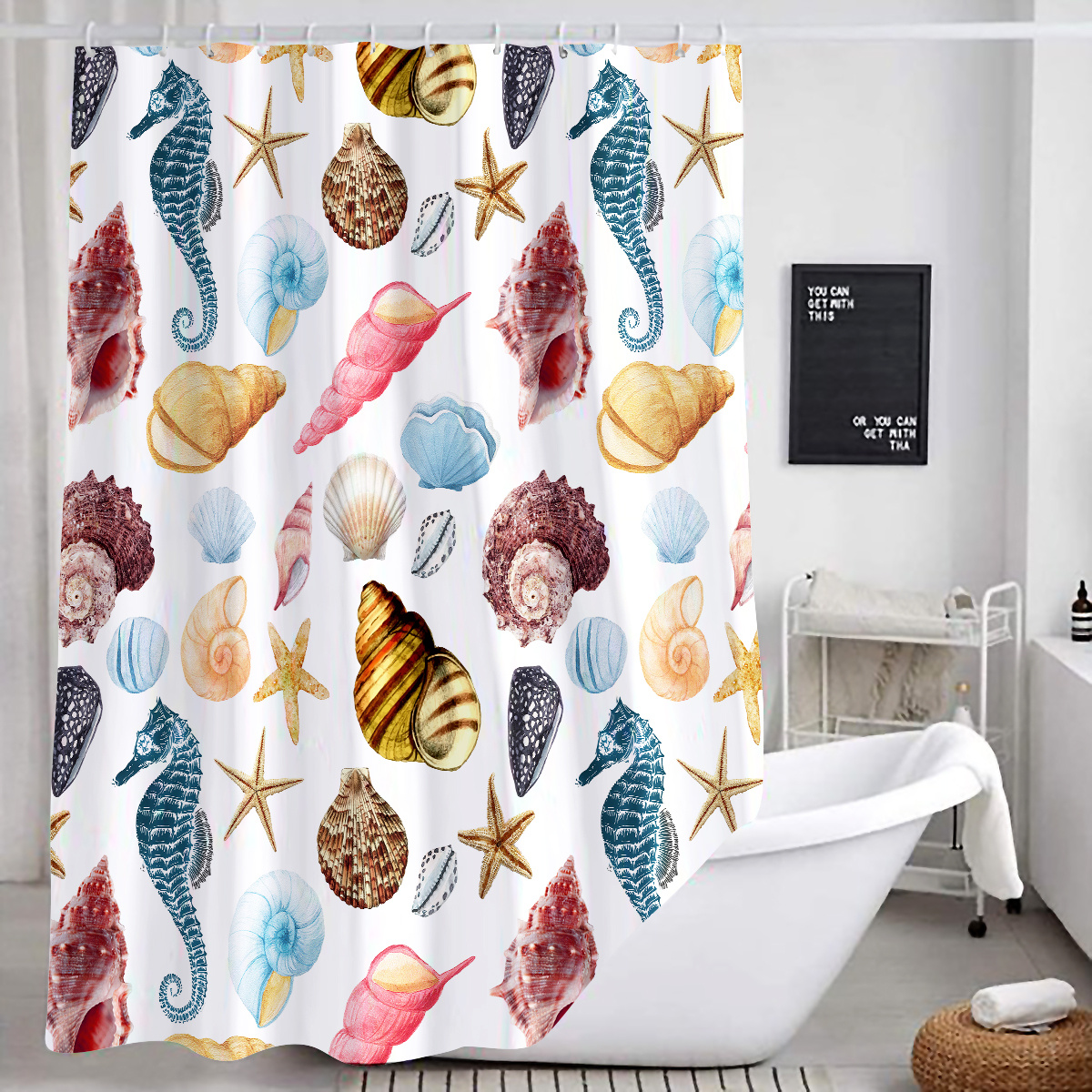 Bathroom Shower Curtain Tropical Ocean Colored Cartoon Fish - Temu