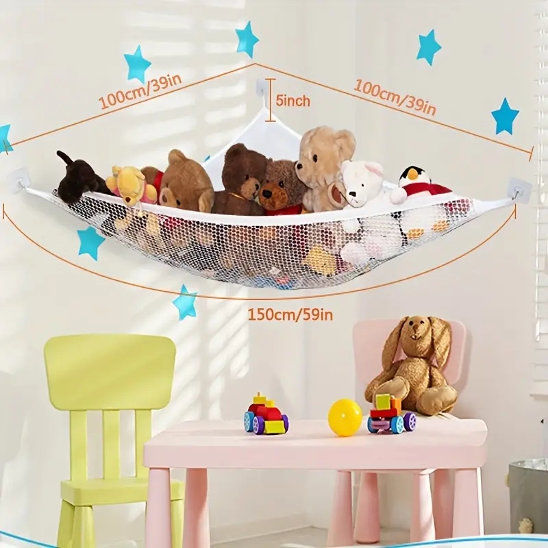 Hammock Net Toy Storage Plush Animal Corner Large Storage Bag Animal  Children Hanging Plush Toy Wall Net (1pcs)