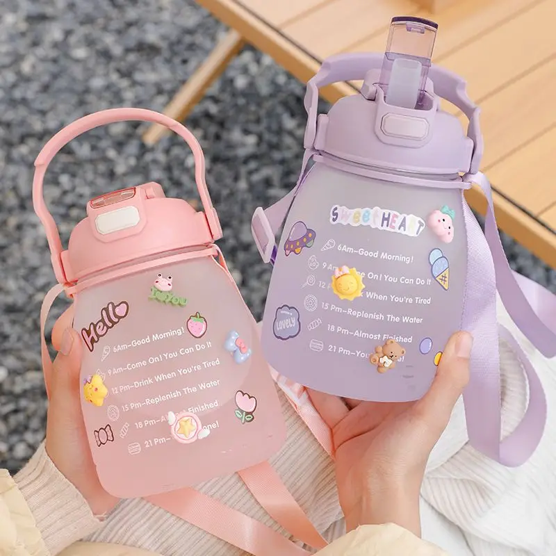 Large Capacity Cute Girl Water Bottle With Sticker Used For - Temu