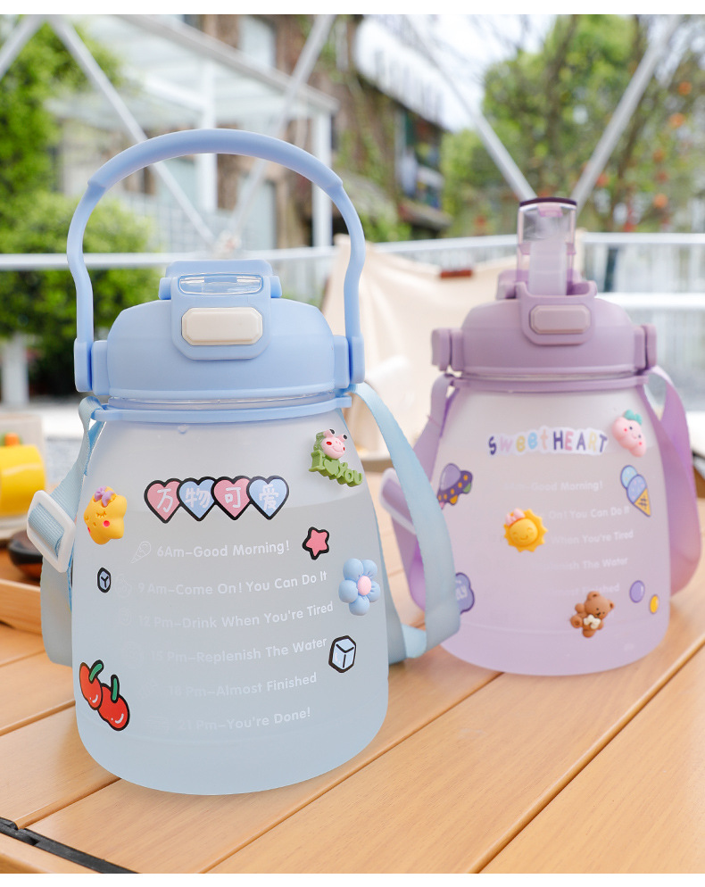 Large Capacity Cute Girl Water Bottle With Sticker Used For - Temu
