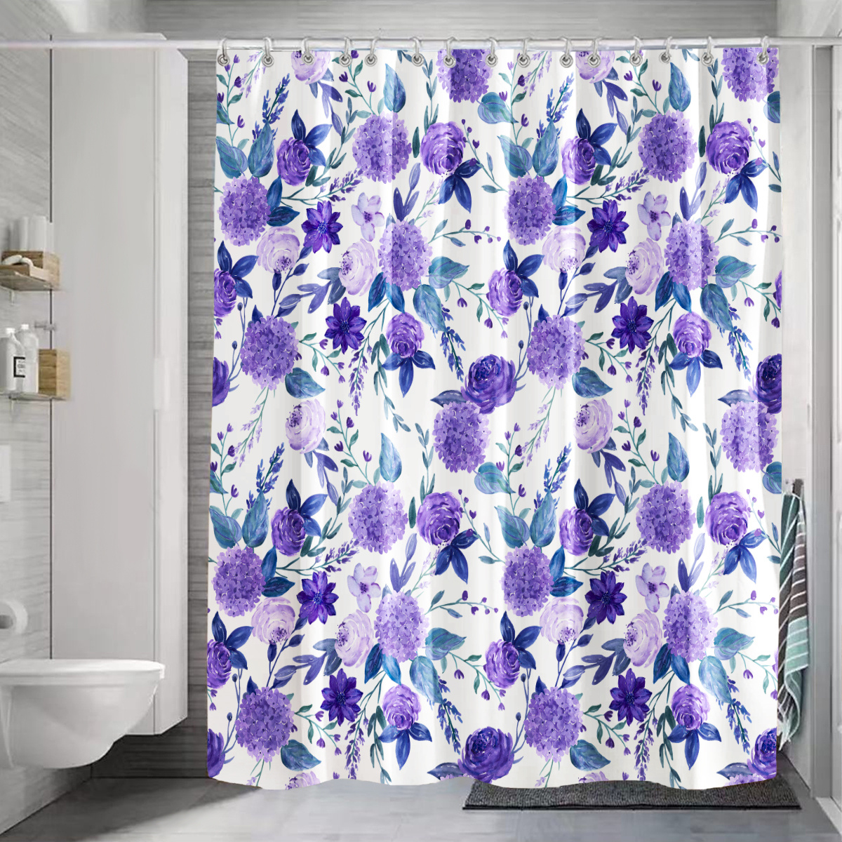 Frosted Flower Shower Curtain Peva Bathroom Shower Curtain - Temu