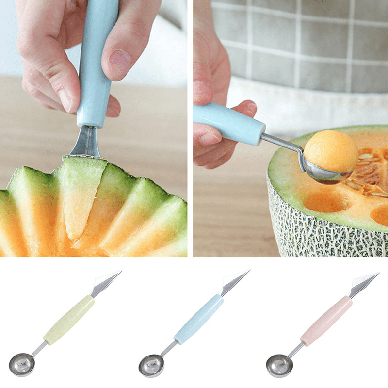 2 In1 Dual-head Stainless Steel Carving Knife Fruit Watermelon Ice Cream  Baller