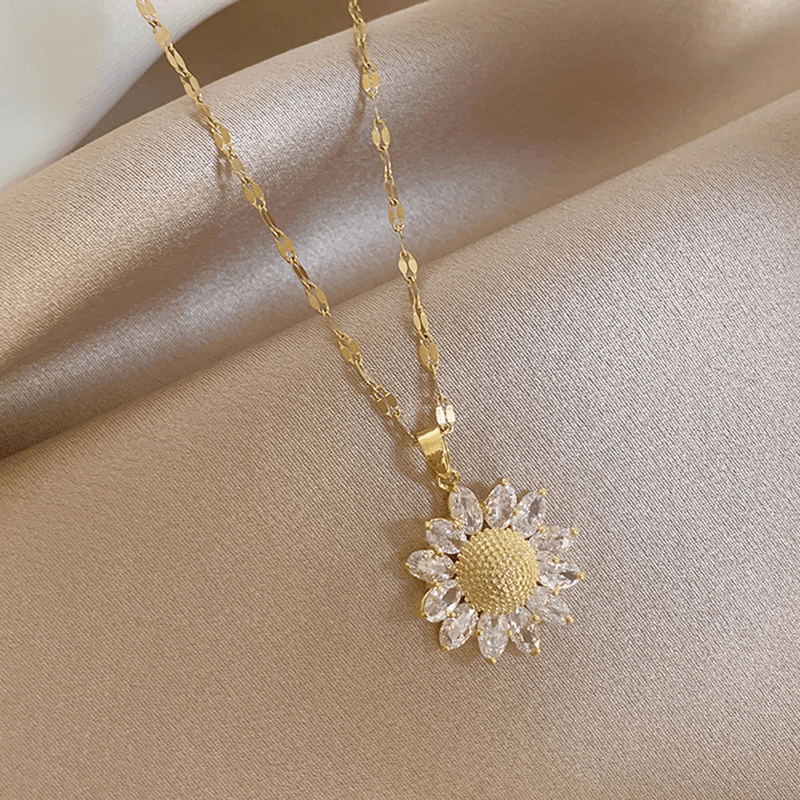 Men's Stainless Steel Sunflower Pendant Necklace