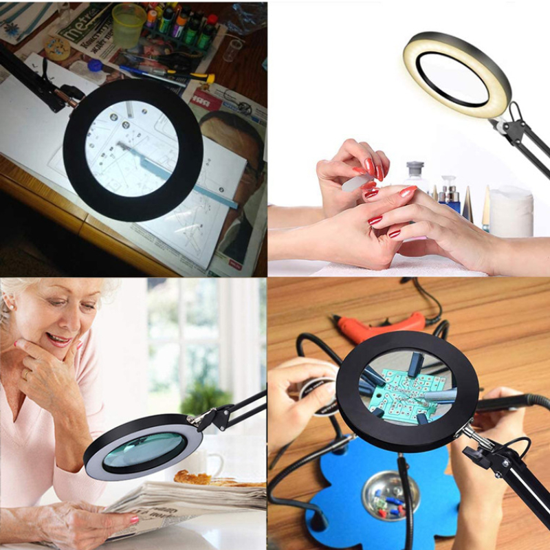 8X Magnifying Glass Light & Stand for Crafts Reading Swing Arm