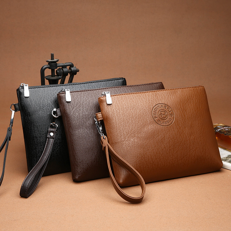 Men's Casual Envelope Clutch Bag Soft Leather Mobile Phone Wallet