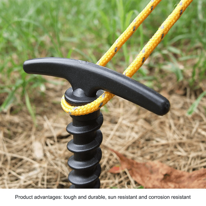 Screw in outlet tent stakes