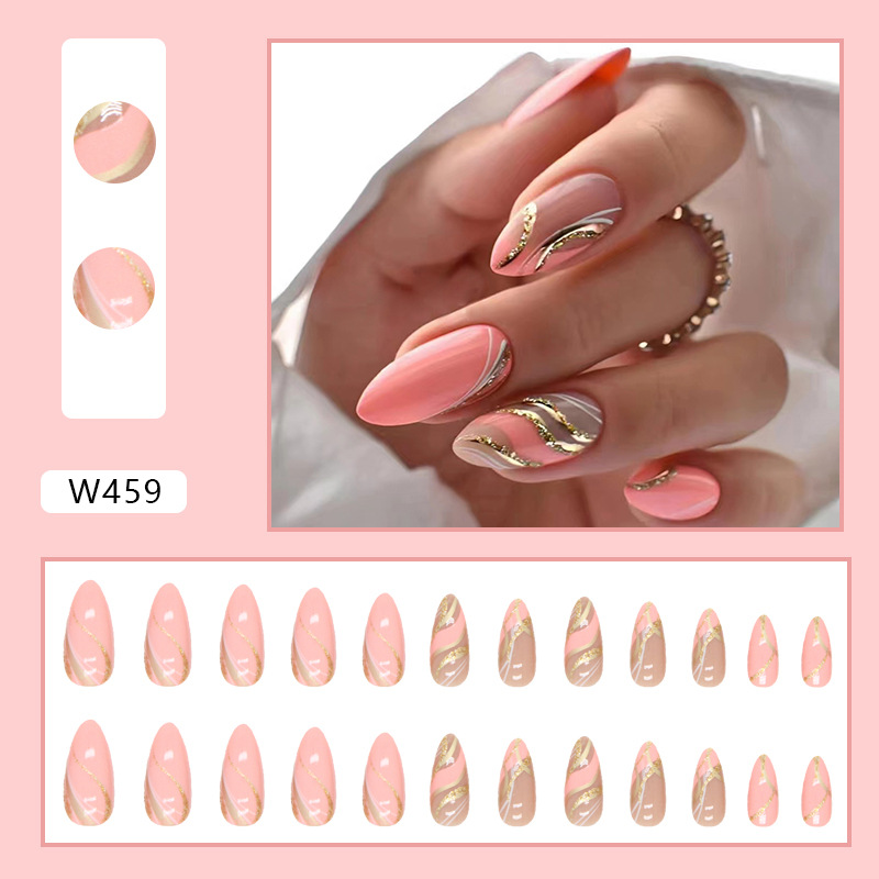 24pcs Nude Pink Rhinestone French Tip Press On Nails - Full Cover  Artificial Nails for Women and Girls - DIY Acrylic Nail Decorations with  Glitter Des