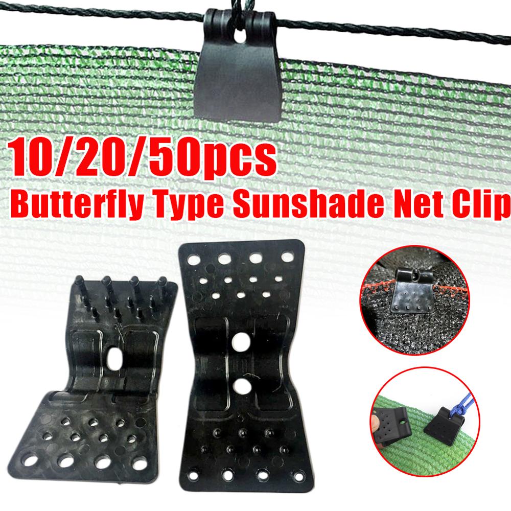 

10/20/50pcs Butterfly Clip Sunshade Net Clips, Greenhouse Shade Cloth Fasteners, Durable Plastic Fence Shading Net Hooks For Garden Tools