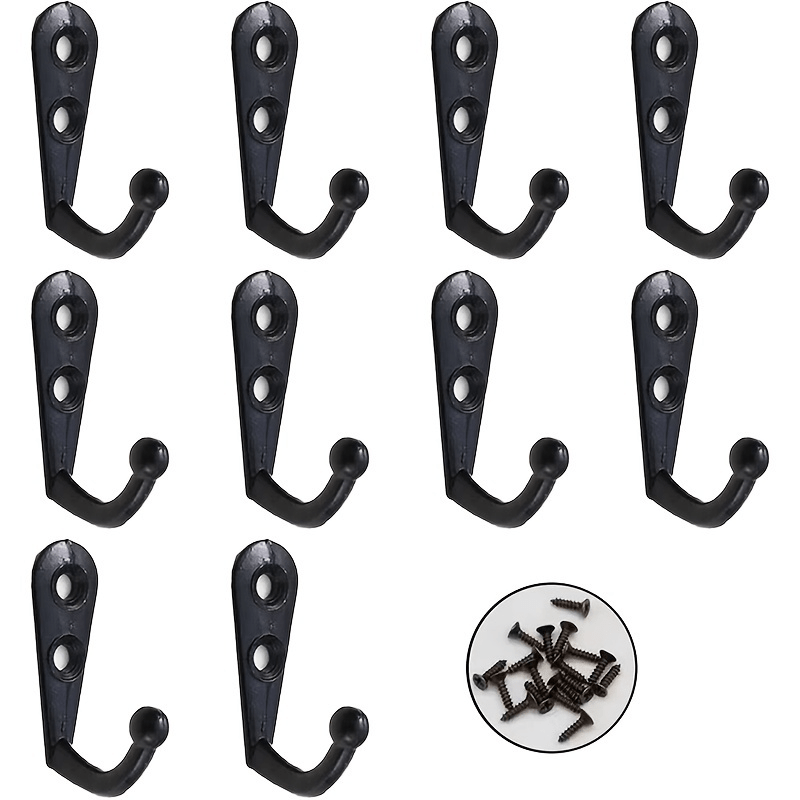 10pcs Heavy Duty Wall Hooks for Towels and Clothes - Antique Closet Hooks  for bedroom, Cloakroom Door - Single Hook for Small Items, Wall Decor Aesthe