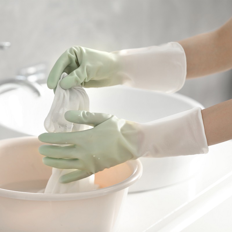 Guantes de goma para lavar platos, 4 pares de guantes para el hogar,  incluyendo azul, rosa, verde y rojo, sin látex y se ajustan bien a tus  manos