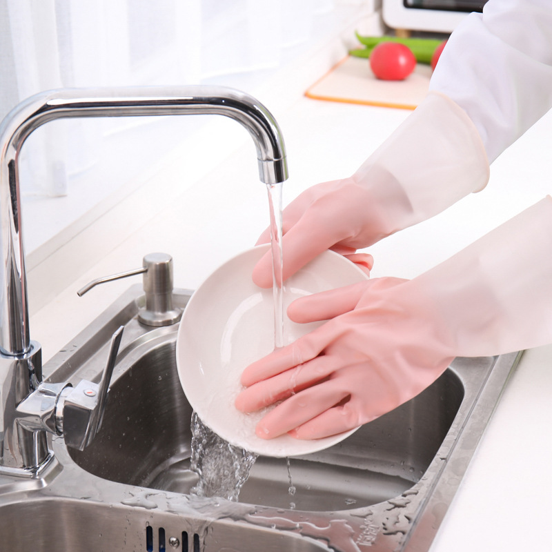 Guantes de limpieza de goma para lavar platos de cocina, 2 pares y paño de  limpieza, paquete de 2, impermeables, reutilizables. (grande)