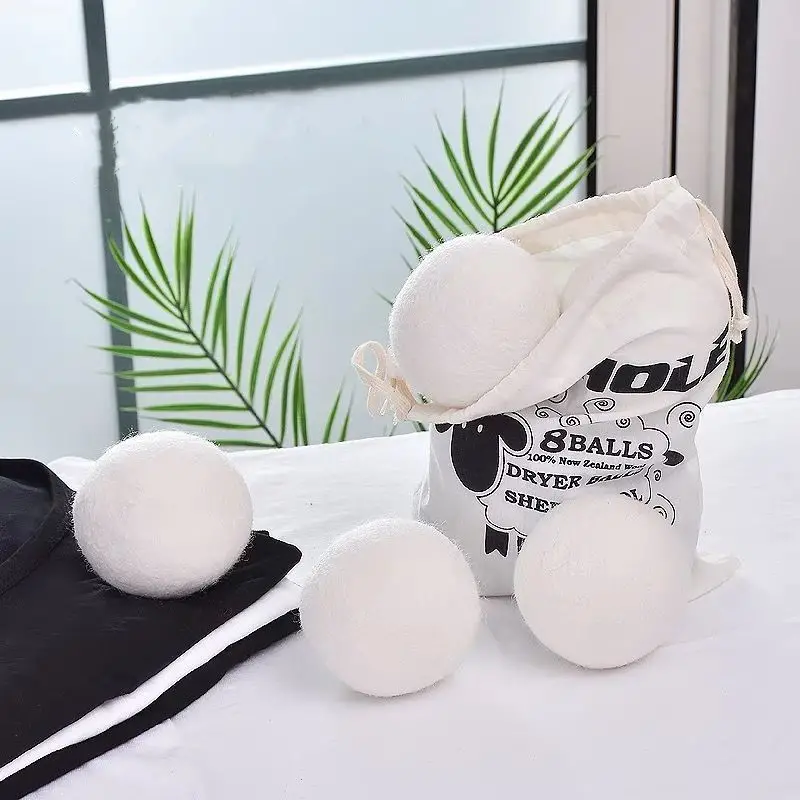 6pcs wool dryer balls pure wool anti entanglement reusable prevent static electricity softener sticky hair washing machine accessorie details 1