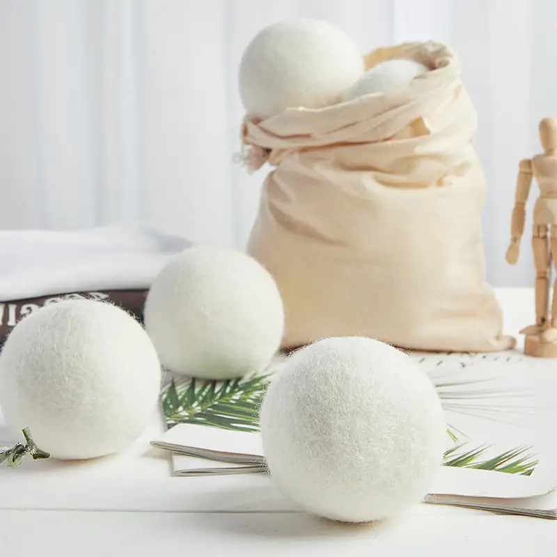 6pcs wool dryer balls pure wool anti entanglement reusable prevent static electricity softener sticky hair washing machine accessorie details 5