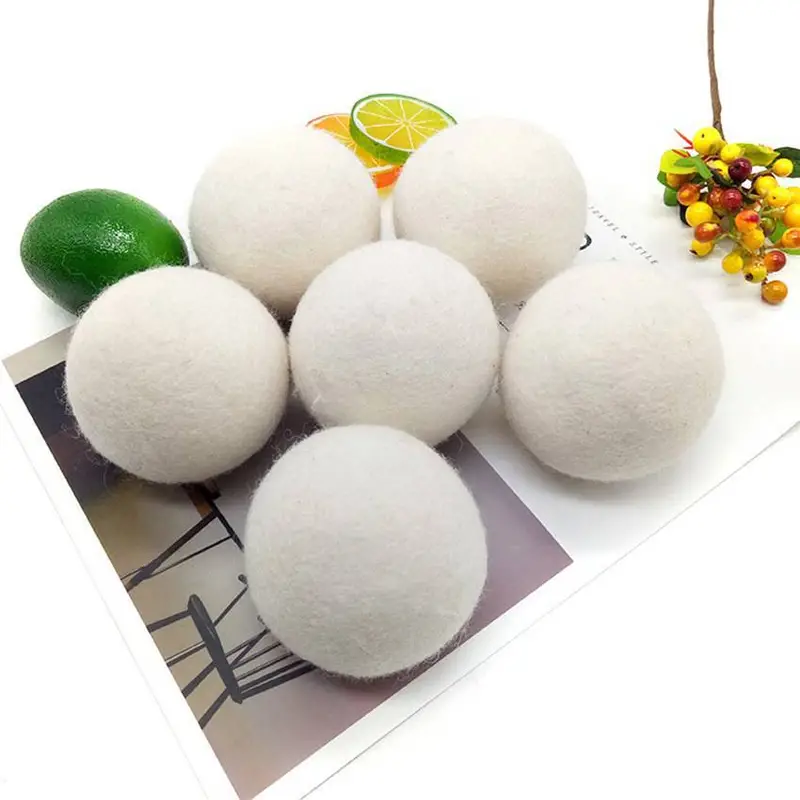 6pcs wool dryer balls pure wool anti entanglement reusable prevent static electricity softener sticky hair washing machine accessorie details 6