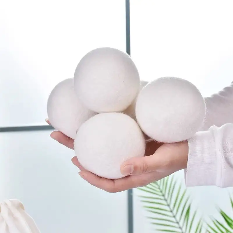 6pcs wool dryer balls pure wool anti entanglement reusable prevent static electricity softener sticky hair washing machine accessorie details 7