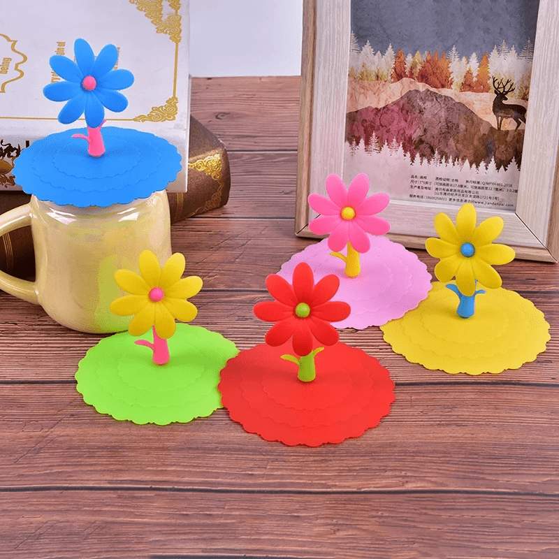 Cartoon Flower-shaped Silicone Cup Lid - Dustproof And Leakproof