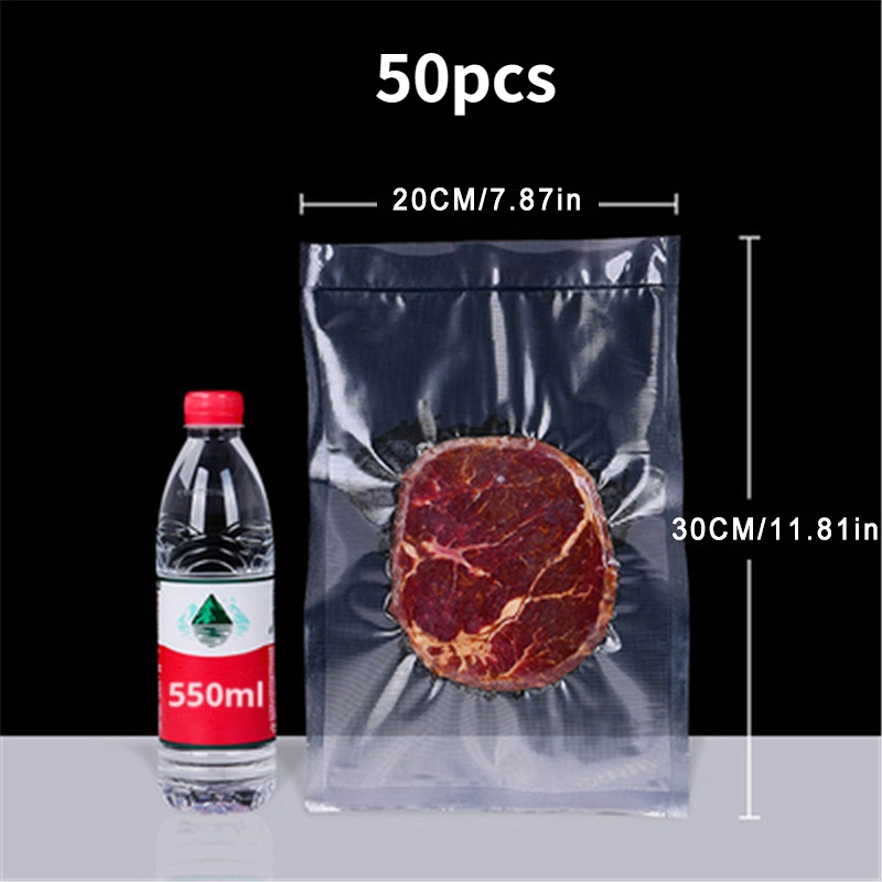 50pcs Vacuum Sealer Bags For Food Black Printed Biodegradable