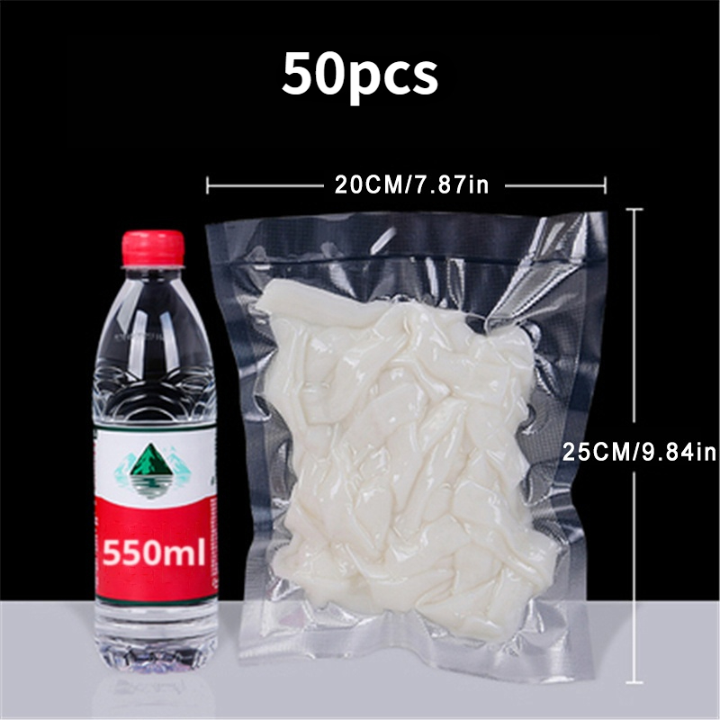 50pcs Vacuum Sealer Bags For Food Black Printed Biodegradable