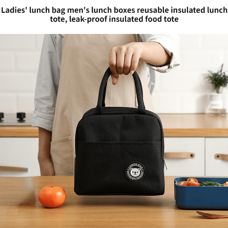 1pc Portable Lunch Bag, Modern Plain Waterproof Lunch Bag For Home