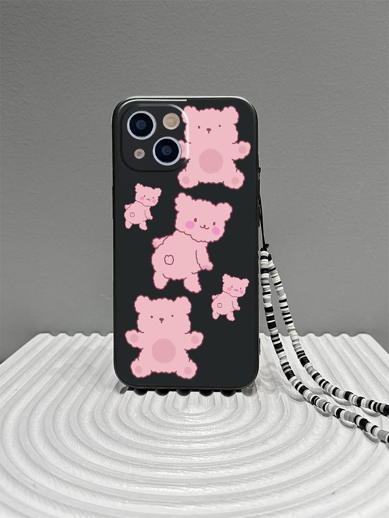 Bear Doll Phone Case with Lanyard for iPhone 14, 13, 12, 11 Pro Max, XS  Max, X, XR, 8, 7, 6s, Plus, Mini,Graphic Pattern Anti-fall Silicon Phone  Case