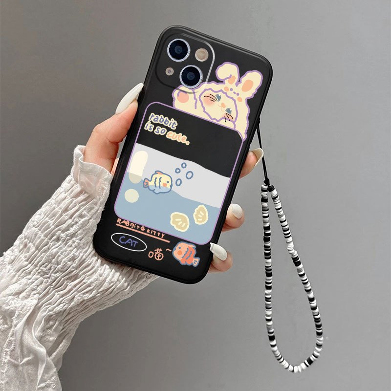 Rabbit Fish Phone Case Lanyard Iphone 14 13 12 11 Pro Max Xs - Temu