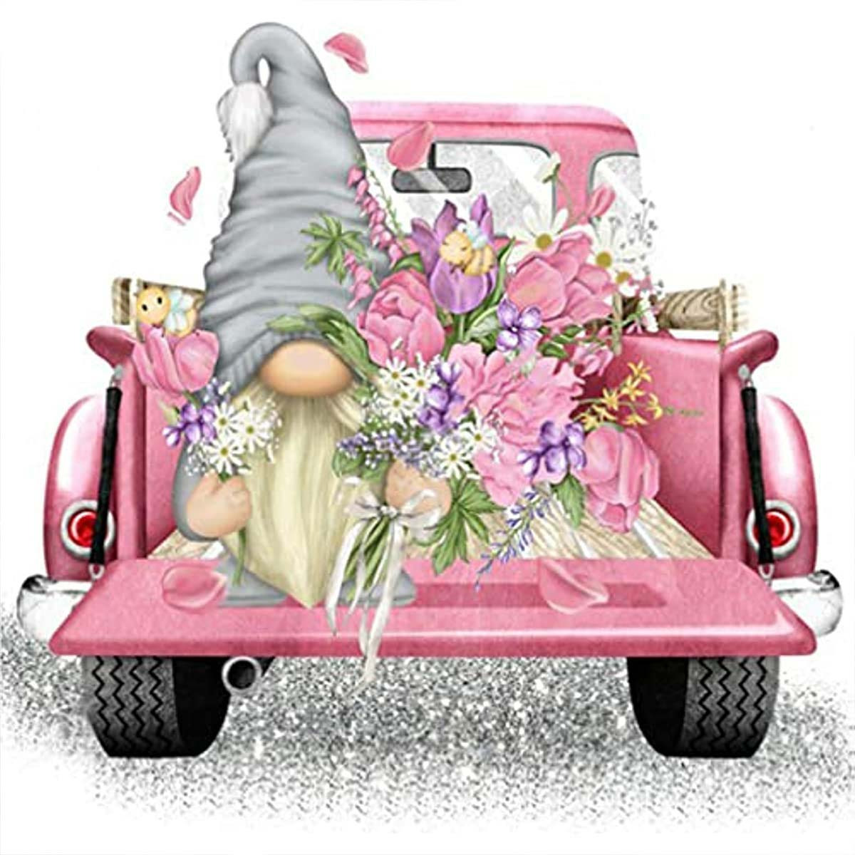

1pc 5d Artificial Diamond Painting Kits Gnome Truck For Home Decor, 20x20cm/7.9*7.9inches, Frameless
