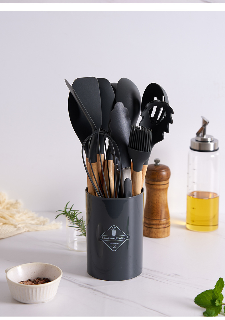 ComCreate Silicone Cooking Kitchen 11PCS Wooden Utensils Tool for Nonstick  Cookware,Cooking Utensils Set with Bamboo Wood Handles for Nonstick Cookware ，Non Toxic Turner Tongs Spatula Spoon Set price in UAE,  UAE