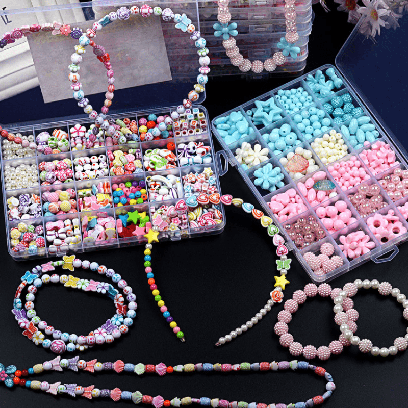 Diy Acrylic Beads Bracelet Making Kit Girls' Lovely Cute - Temu