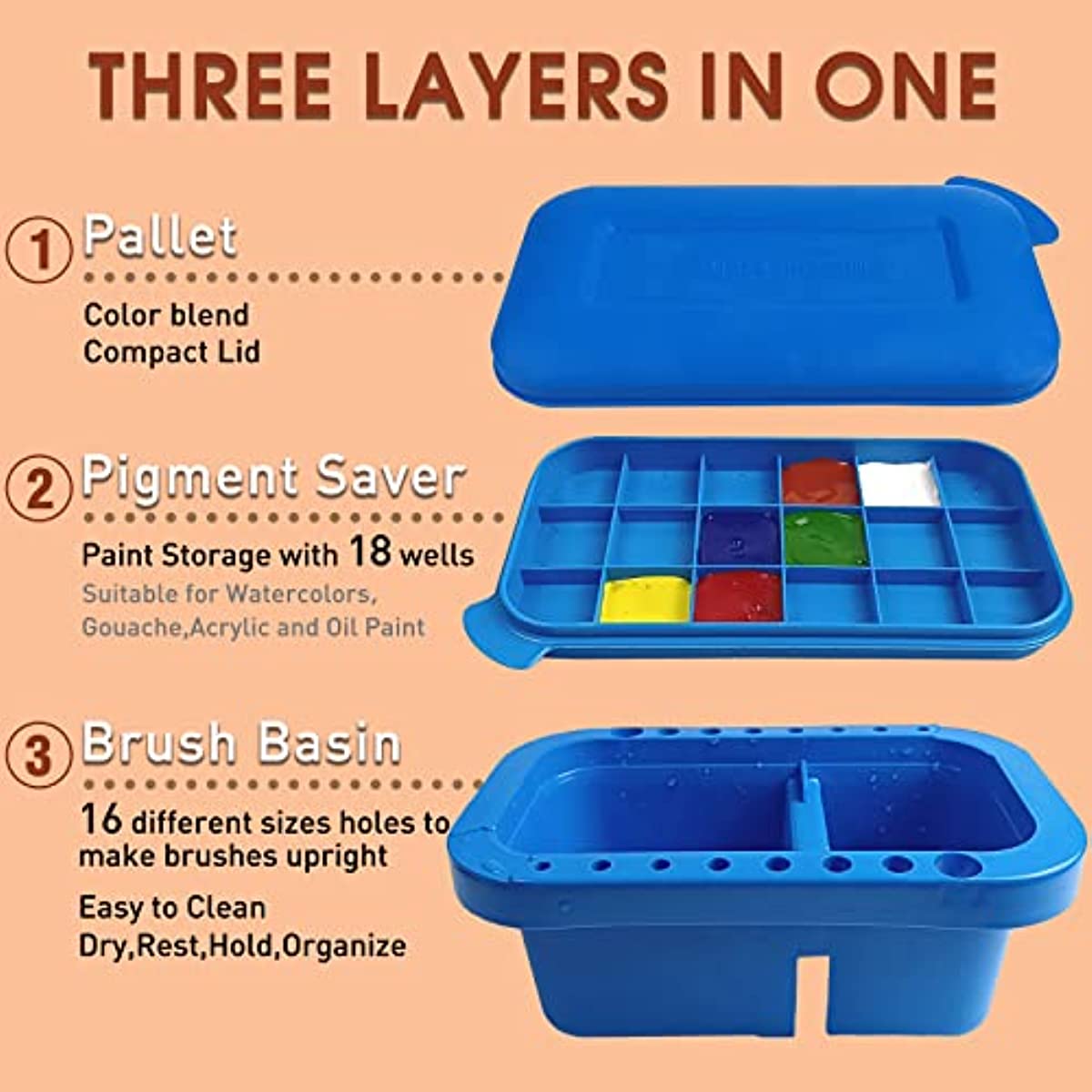 16 Watercolor Paint Trays with Brush - Single
